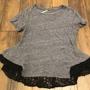 Free People Heathered Tee with Lace Peplum
